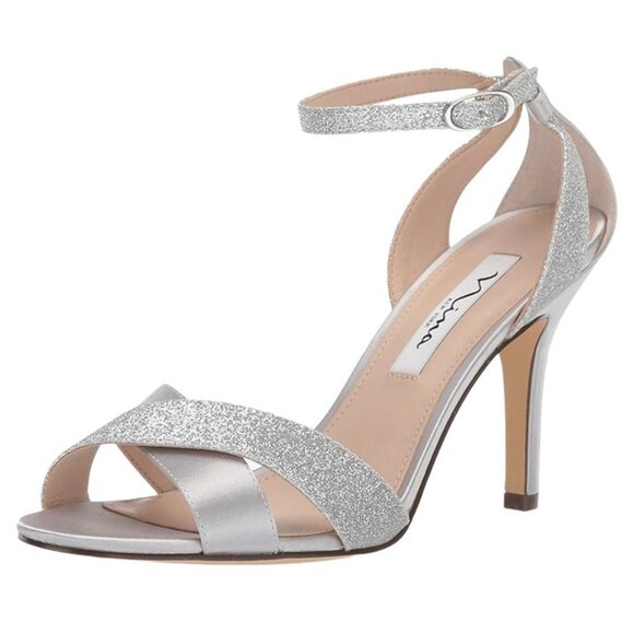 Nina New York Shoes - NINA New York VENUS-YS Women's Crisscross Heel Dress Sandals Silver Crystal